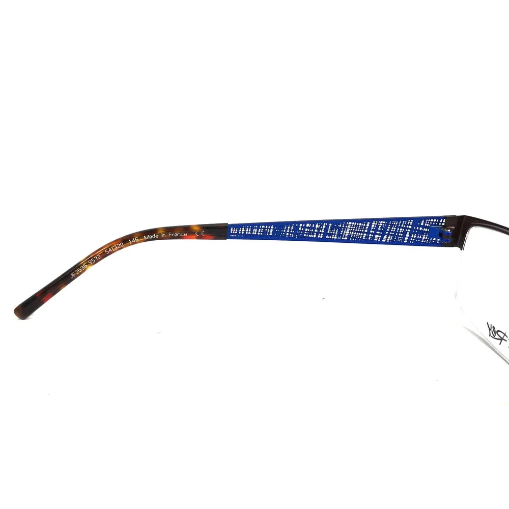 J.F. Rey Eyeglasses Frames JF2585 9522 Brown Blue Woven Half Rim 54-20-145